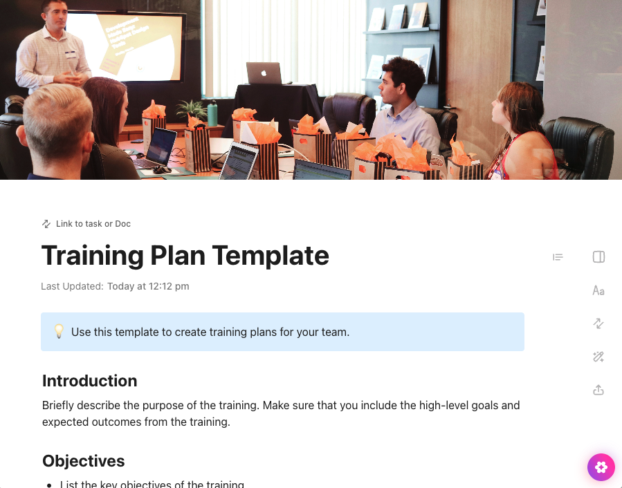 Training Plan Template