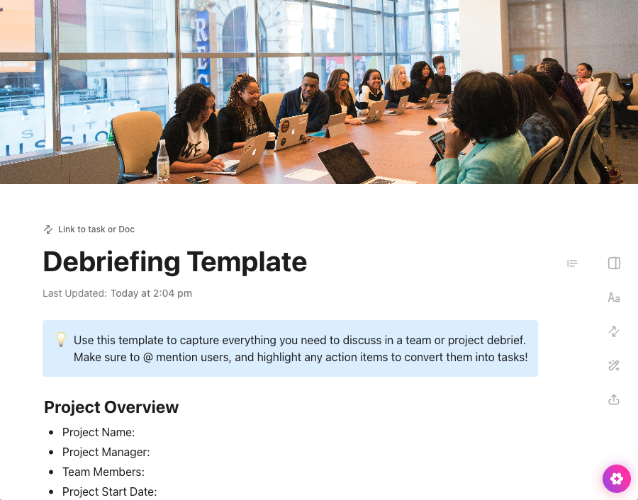 Debriefing Template