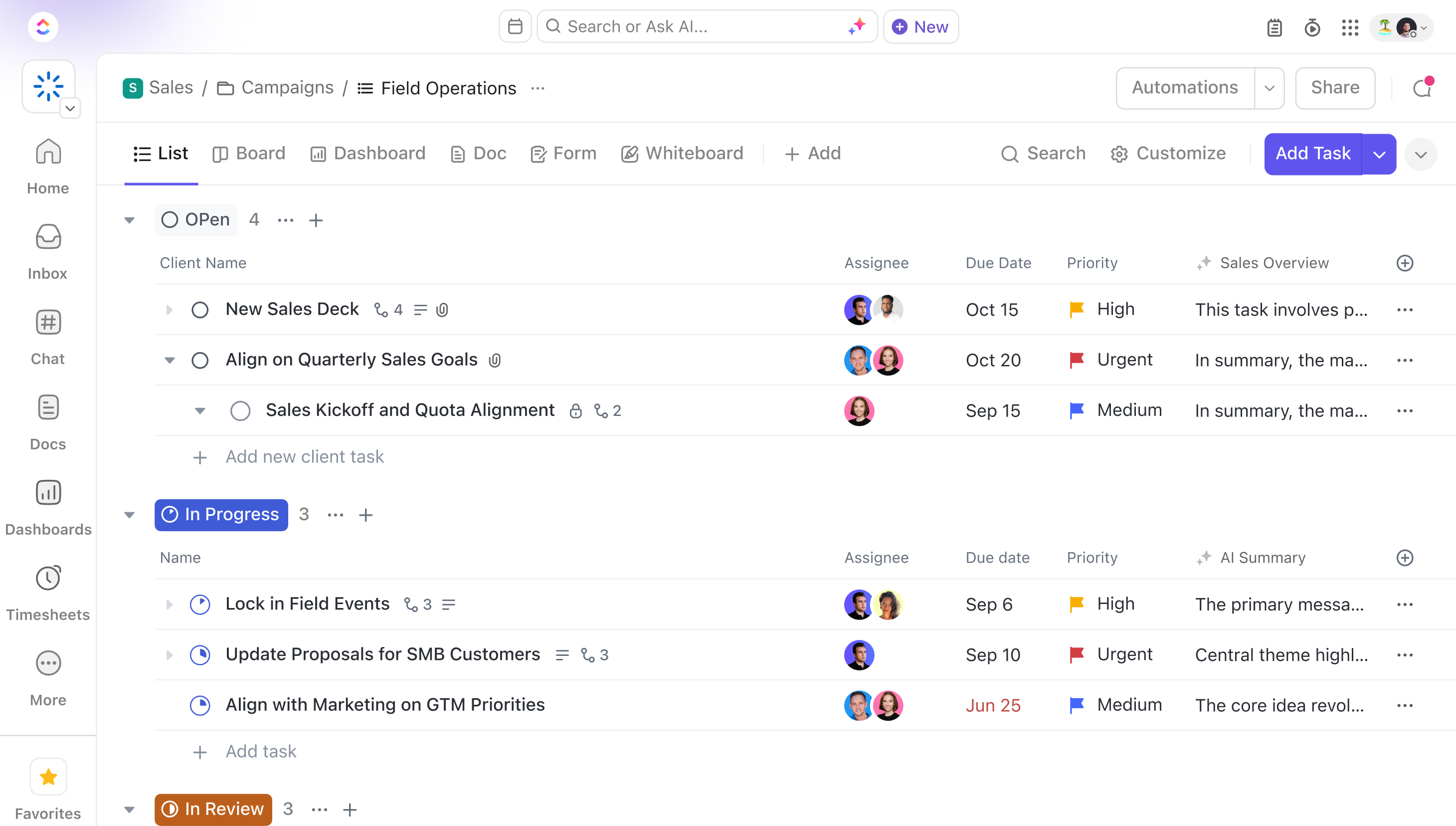 Sales Hero - List View